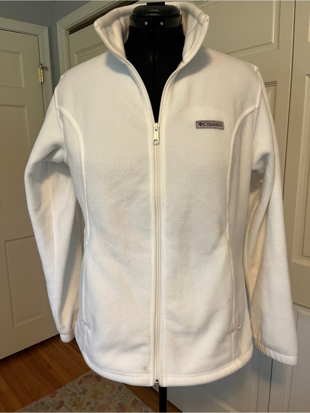 Columbia White Full-Zip Fleece Jacket Like New Size L